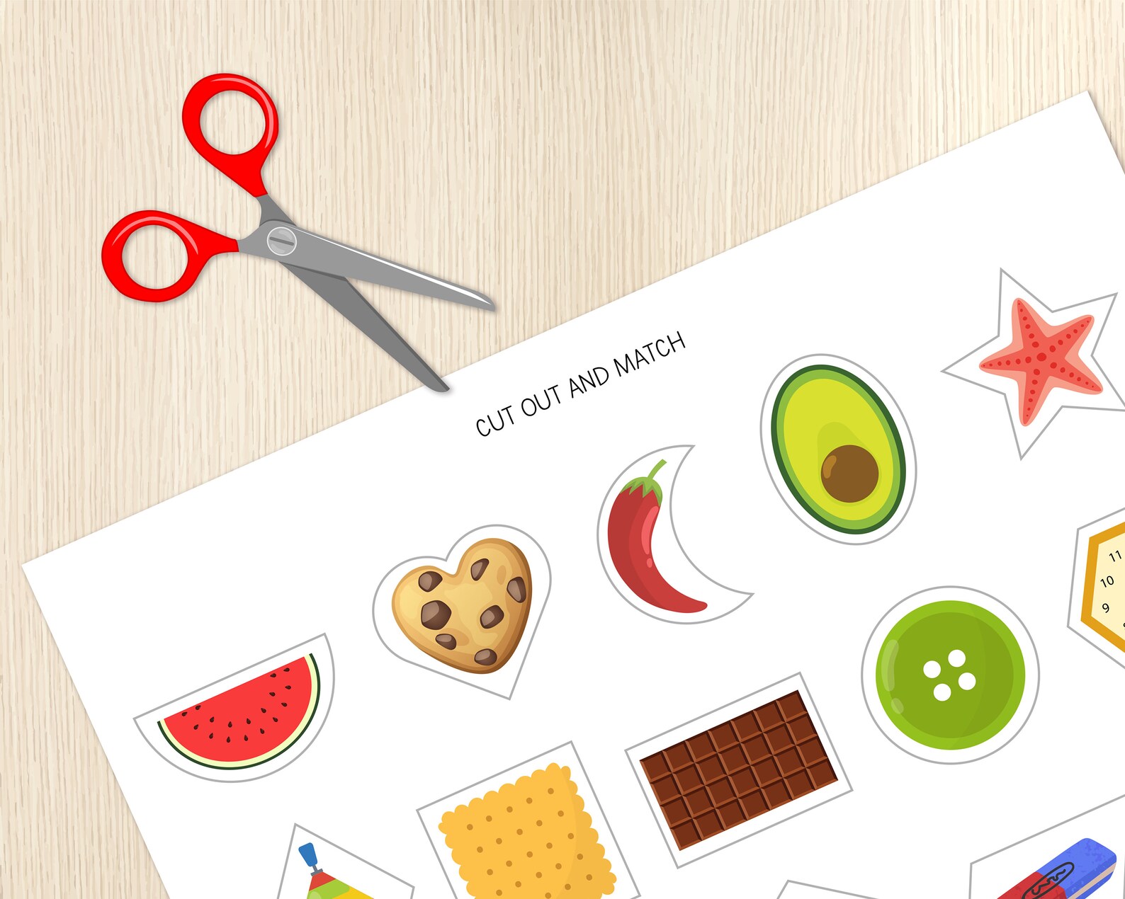 Shapes Matching Activity, Matching Game for Kids, Math Worksheet ...