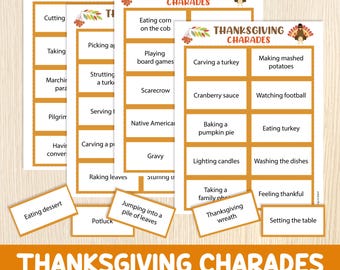 Thanksgiving Charades Printable - Thanksgiving Party Game - Friendsgiving Game - Thanksgiving Pictionary - Thanksgiving Family Games