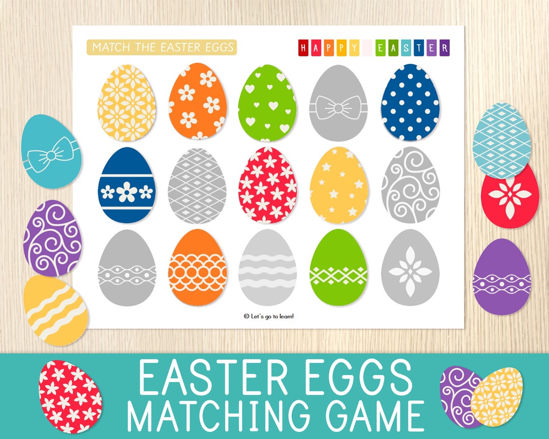 Easter Eggs Matching Game, Easter Activity, Toddler, Preschool