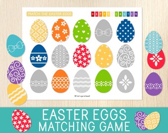 Easter Eggs Matching Game - Easter Activity for Kids - Toddler, Preschool - Patterns - Busy Book Page -Easter Game - Homeschool Printable