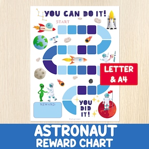 宇宙飛行士のご褒美チャート - 宇宙ステッカーチャート - 幼児、未就学児 - トイレトレーニングチャート - 行動チャート - 目標 - 印刷可能なチャート