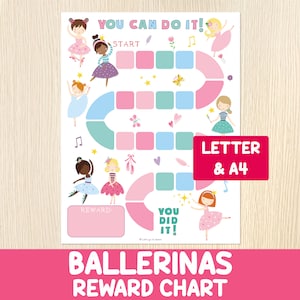 Ballerina Belohnungstabelle, Aufkleber, Kleinkind, Vorschule, Freundlichkeit, Töpfchen-Training, Countdown, Verhalten, Ziele, Ballett, Printable, keine Prep