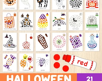 Halloween Dot Painting Worksheets - Do a Dot Printables - Preschool & Kindergarten Halloween Crafts - Fine Motor Activity - Educational Game