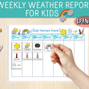 Weekly Weather Report in SPANISH - Spanish Weather,  Weather Activity, Busy Book Pages, Busy Binder, Circle Time, Learn Spanish Vocabulary
