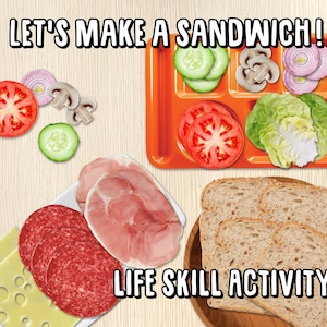Let&#39;s Make a Sandwich, Life Skill Activity, Toddler, Preschool, Homeschooling, First Grade, Busy Book Pages, Busy Bag,Educational Printable