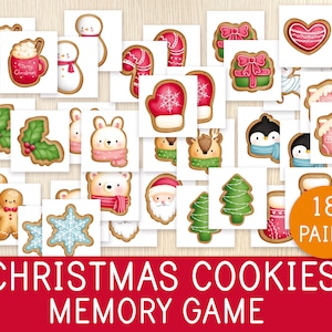 Christmas Cookies Memory Game - Christmas Matching Activity, Toddler, Preschool, Christmas Party, Christmas Busy Book, Busy Bag, Quiet Time