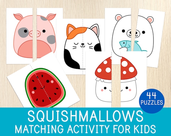 Squishmallow Matching Game, Matching Activity, Toddler & Preschool, Busy Bags, Quiet Time Kids, Party Game, 44 Educational Printable Puzzles