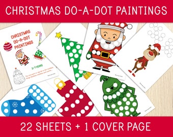 Christmas Do-a-Dot Paintings, Toddler, Preschool Activity, Kindergarten, Christmas Worksheets, Holidays, Busy Book,Games, Art, Printables