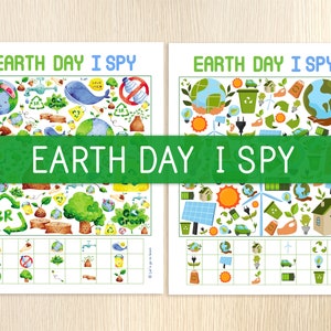 Earth Day I Spy - 2 Printable Games - Look & Find - Counting Game - Spring Activity - Spring Party Game -Family Game - I Spy for Kids