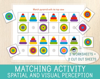 Spatial and Visual Perception Worksheets, Concentration, Attention, Cognitive Stimulation Preschool, Kindergarten, Colors, Visual Skills