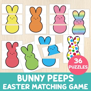 Easter Matching Game - Bunny Peeps Puzzles - Easter Activity for Toddlers - Preschool Game - Colors for Kids -  Easter Party - Educational