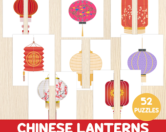 Chinese New Year Game - Chinese Lanterns Matching Activity - Lunar New Year Game - Toddler & Preschool - Symmetry - Mid-Autumn Festival