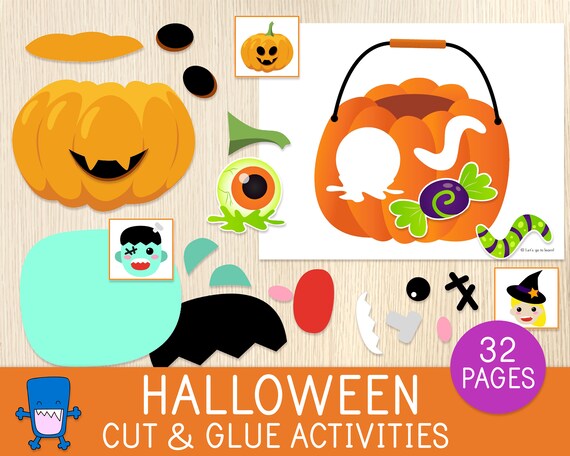 Halloween Cut & Glue Activities - Cutting Practice Games - Preschool and Kindergarten - Scissor Skills - Fine Motor Skills - Crafts for Kids