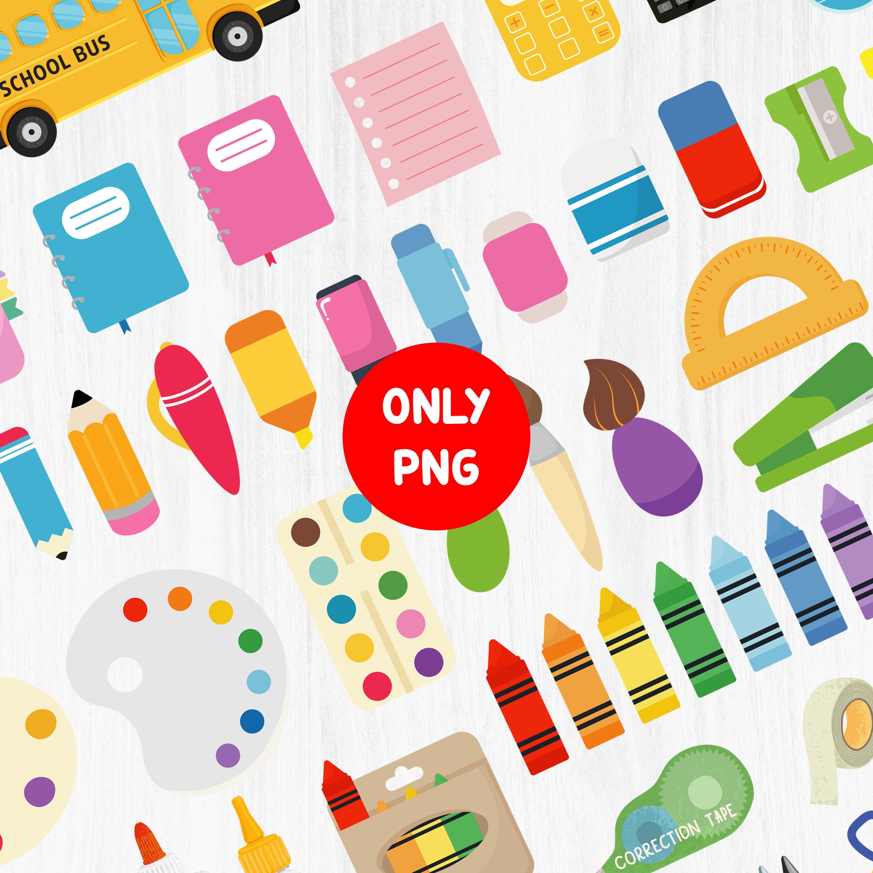 School Supplies Clipart Bundle - School PNG Files - Back to School Clip ...
