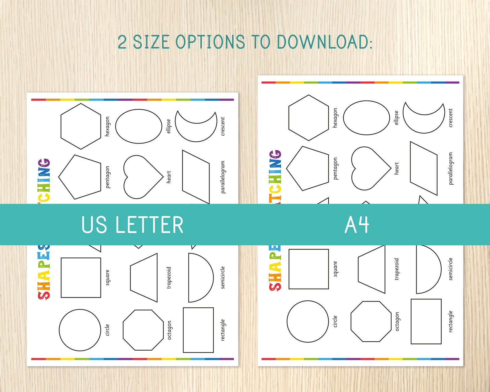Shapes Matching Activity, Matching Game for Kids, Math Worksheet ...