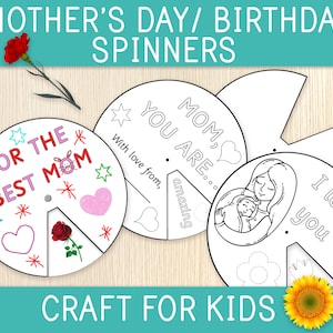 Dia das Mães/Presente de Aniversário, Rodas de Spinner para a Mãe, Artesanato para Crianças, Presente para a Mãe, Pré-escola, Jardim de Infância, Cartões de Felicitações, Artesanato em Papel, Faça Você Mesmo