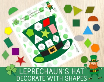 Knutselen met kabouterhoed - St. Patrick's Day-activiteit - spel voor peuters en kleuters - vormen voor kinderen - feestactiviteit - drukke boekenpagina's