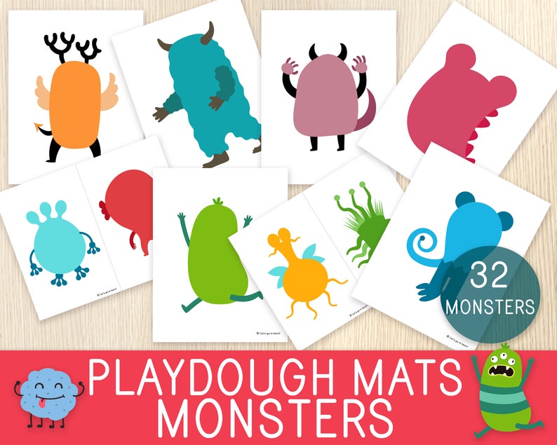 Monster Playdough Mats 32 Printable Mats Activity Mats Etsy