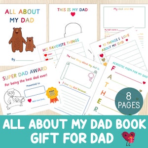 Livre Tout sur mon père, cadeau pour la fête des pères, anniversaire, cadeau pour papa, travaux manuels pour enfants, questionnaire pour la fête des pères, joyeuse fête des pères, sans préparation