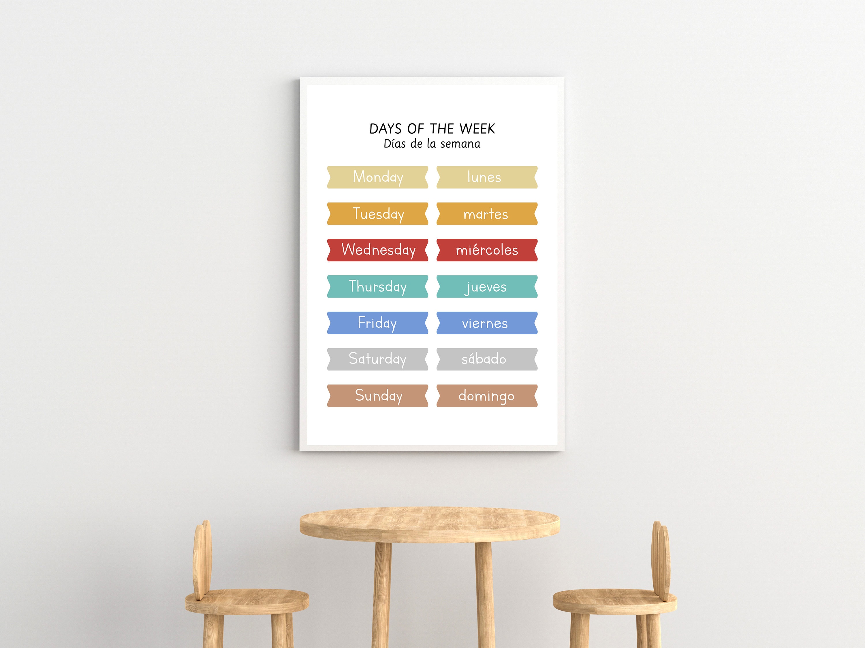 Days of the Week Poster in English & Spanish, Bilingual Poster ...