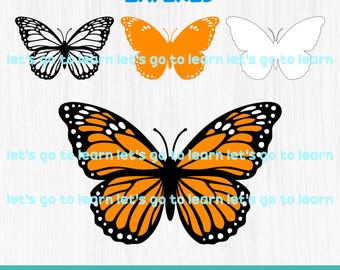 Mariposa SVG - Mariposa Monarca en Capas - Clipart de Mariposa - Archivos de Corte de Mariposa - png, jpg, dxf, eps - Vector - Sublimación - Transferencia