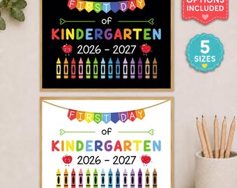 First Day of Kindergarten Sign, Printable First Day of School Sign, 2026 Back to School Photo Prop, First Day Memory Keepsake Kids PDF