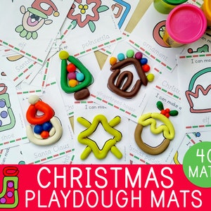 Christmas Playdough Mats, 40 Visual Cards, Play Doh, Toddler Activity, Preschool, Kindergarten, Fine Motor Skills, Educational Printable