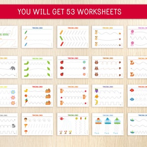 Tracing Practice Worksheets - Pre-Writing Activities - Line Tracing - Toddler, Preschool - Handwriting - Busy Book Pages - Homeschool image 2