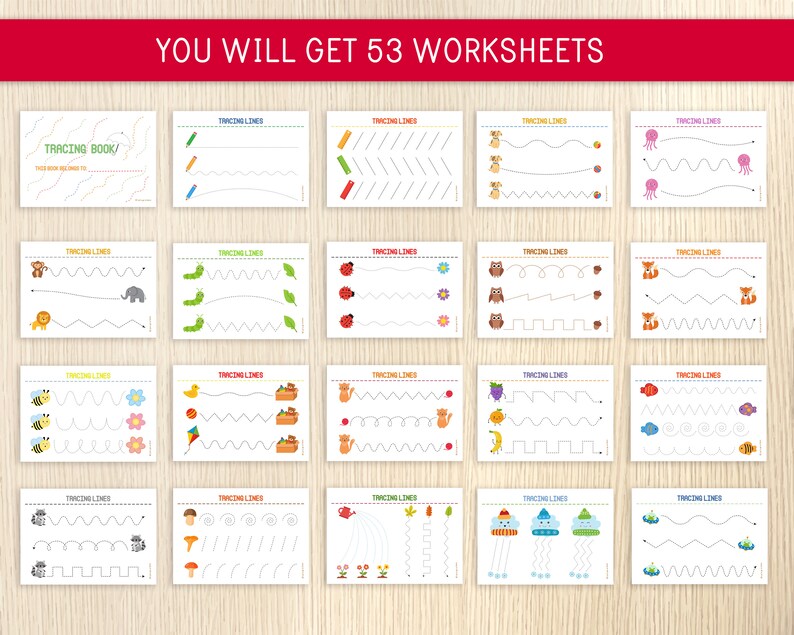 Tracing Practice Worksheets - Pre-Writing Activities - Line Tracing - Toddler, Preschool - Handwriting - Busy Book Pages - Homeschool image 2
