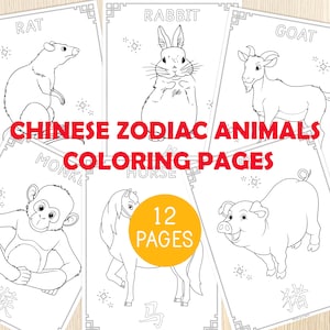 Kolorowanki ze zwierzętami zodiaku chińskiego - Aktywność na Nowy Rok Księżycowy - Przedszkole, Przedszkole - Materiały edukacyjne do druku - Zasoby do edukacji domowej