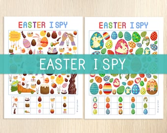 Easter I Spy, 2 Printable Games, Look and Find, Counting Game, Spring Activity, Party Game, Easter Activity, Family Game, I Spy for Kids
