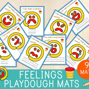 Feelings Play Dough Mats, Emotions Cards, Play Doh Mat Visual