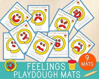 Tapis en pâte à modeler Sentiments, Cartes émotions, Cartes visuelles sur tapis Play Doh, Activité de fête, Tout-petit, Jardin d'enfants, Jardin d'enfants, Jeu de jardin d'enfants, Motricité fine