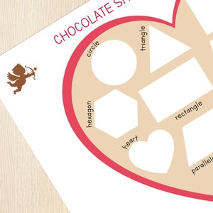 Valentine's Day Matching Game, Chocolate Shapes Matching Activity, 2D Shapes Learning, Preschool Centers, Kindergarten, Math, Busy Book Page image 3