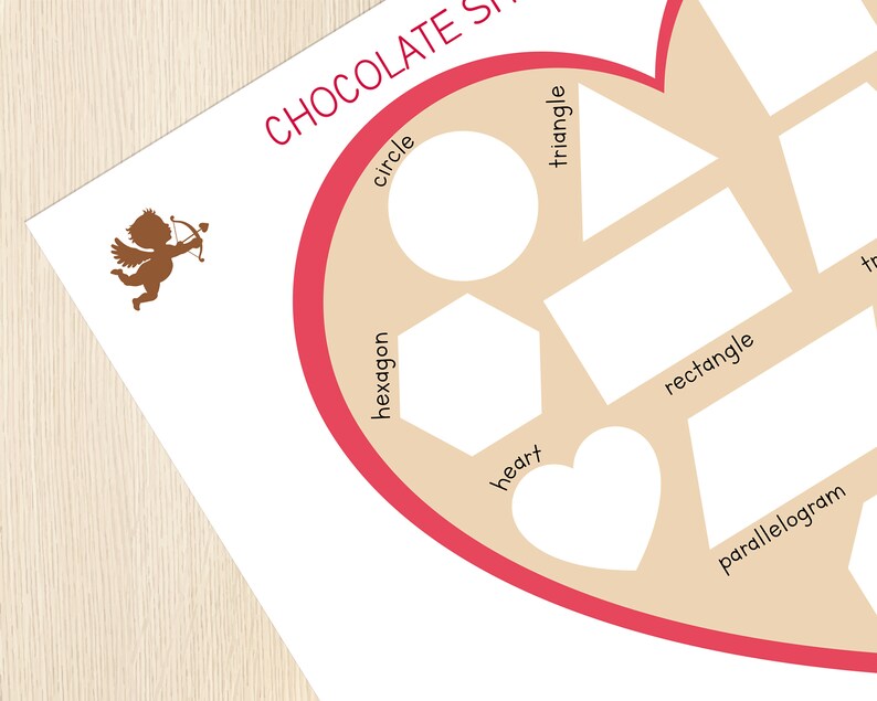 Valentine's Day Matching Game, Chocolate Shapes Matching Activity, 2D Shapes Learning, Preschool Centers, Kindergarten, Math, Busy Book Page image 3