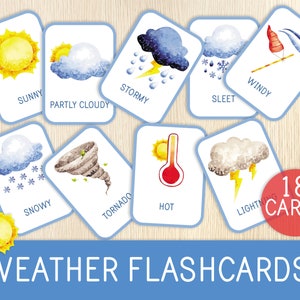 Cartes météo - 18 cartes météo - cartes pour tout-petits et préscolaire - activité météo - cartes pour la maternelle - panier du matin - heure du cercle