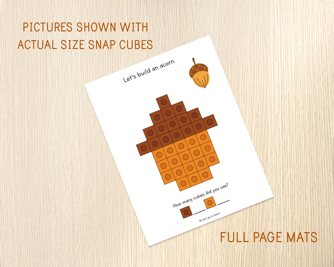 Fall Snap Cubes Mats - Autumn Connecting Cubes Task Cards - Preschool ...