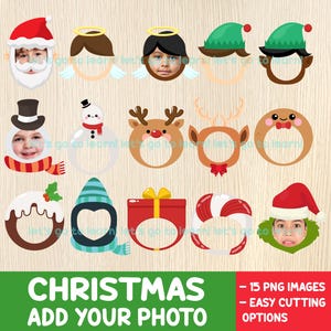 Christmas Add your Own Photo Face BUNDLE - Cute Christmas Characters Photo Frames - Christmas Bulletin Board Idea - Add Photo Clipart Pack