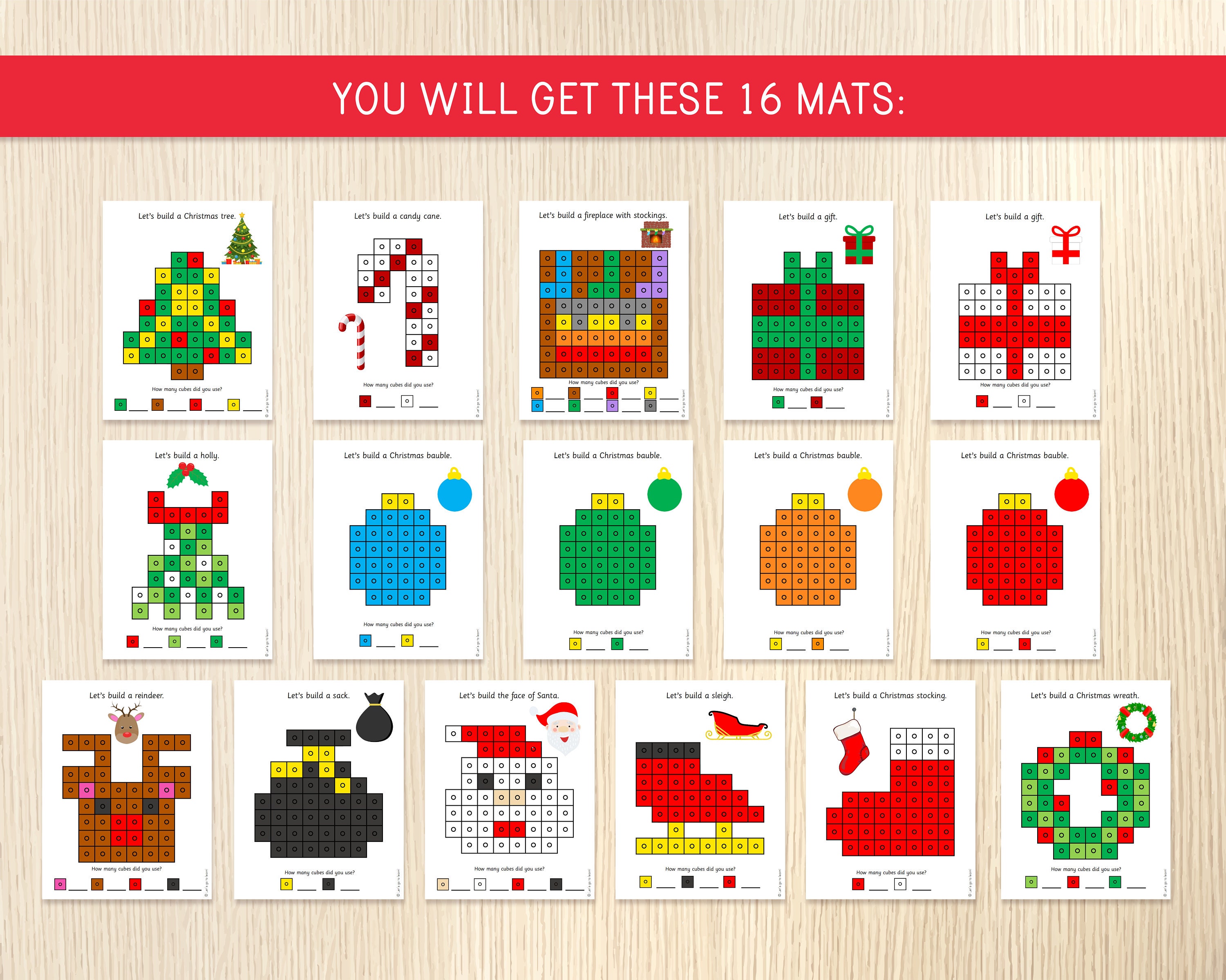 Christmas Snap Cubes Mats, Connecting Cubes Task Cards, Preschool ...