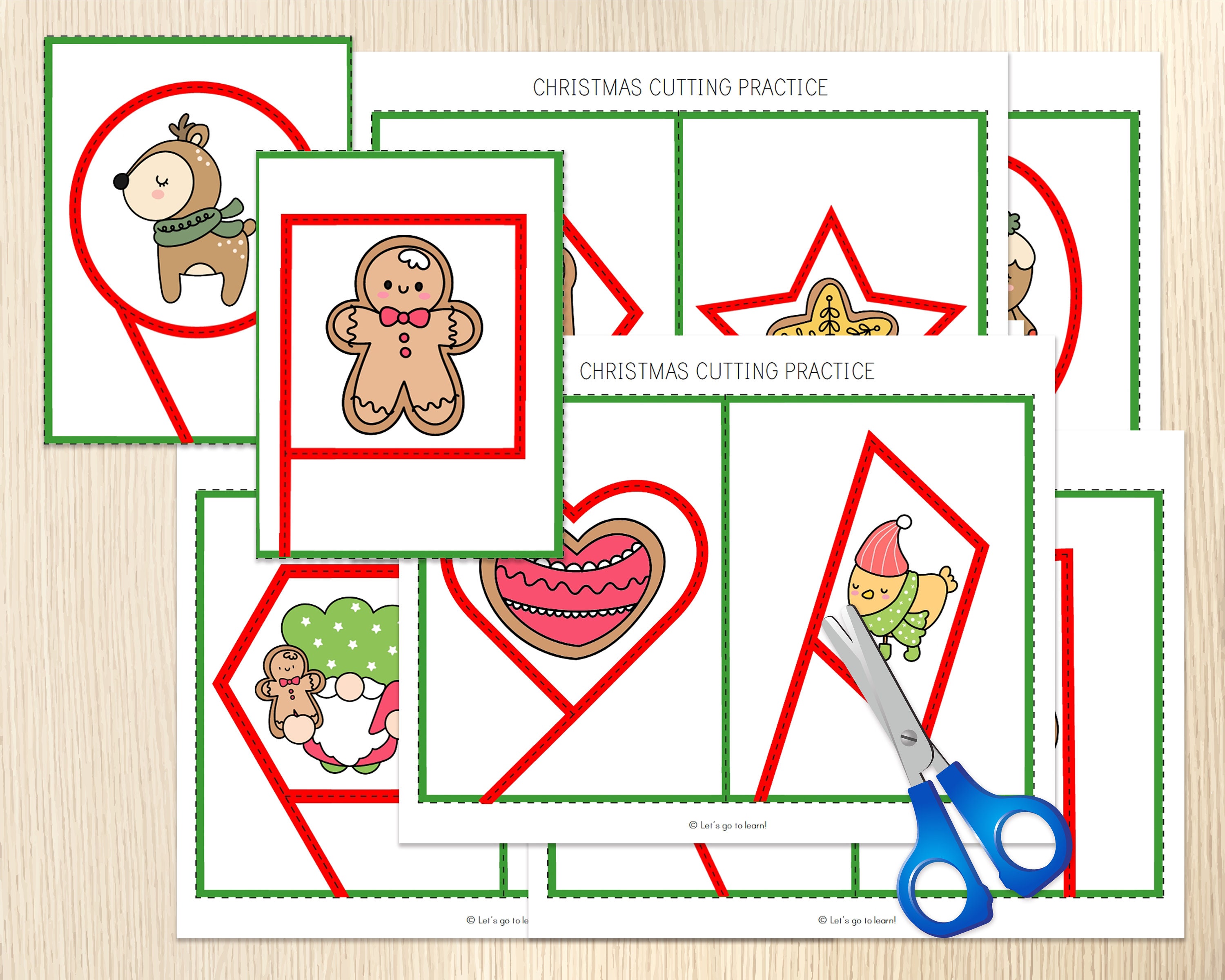 Christmas Cutting Practice - Preschool Scissor Strips Worksheets ...