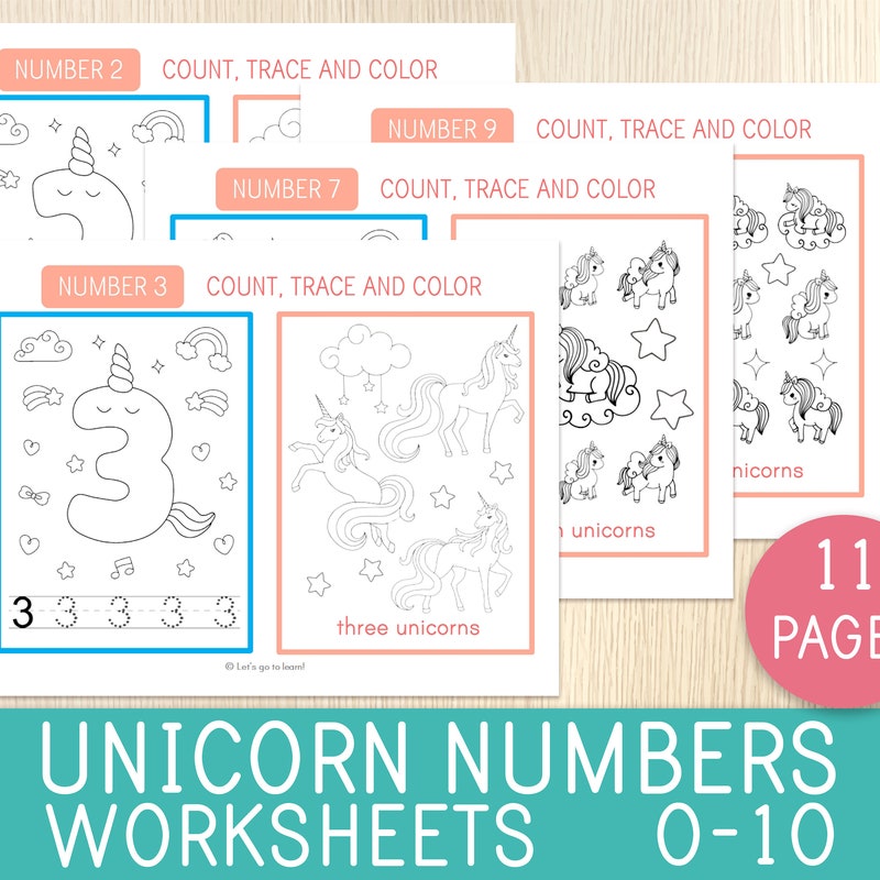 Unicorn Tracing Numbers - Etsy