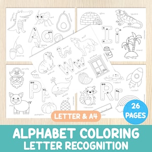 Páginas para colorear del alfabeto, reconocimiento de letras, páginas para colorear preescolar, letras preescolares, hojas de trabajo, actividades preescolares y de jardín de infantes