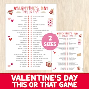 Valentine&#39;s Day This or That Game - Valentine&#39;s  Would You Rather - Party Activity - Office Celebration Idea - Icebreaker - Couples Game