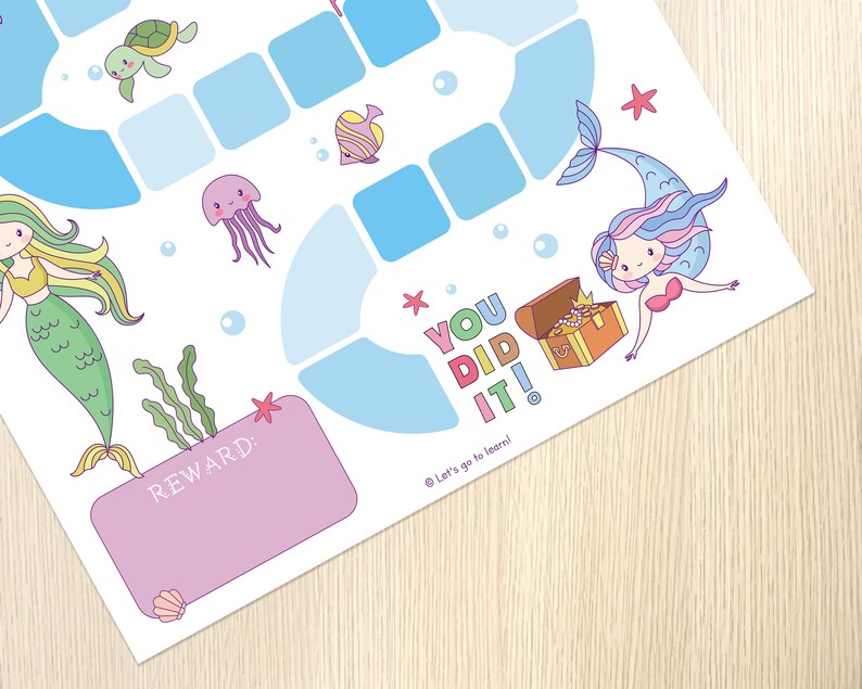 Mermaid Reward Chart Sticker Chart Toddler Preschool Potty - Etsy
