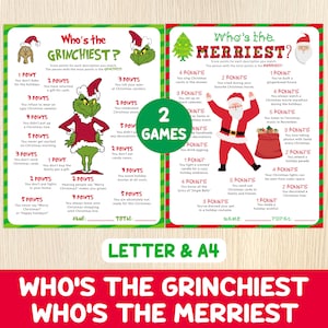 Whos The Grinchiest Game - Who's The Merriest Game - Christmas Game Bundle - Christmas Party Game - Family Fun Activity - Xmas Office Party