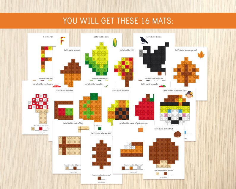Fall Snap Cubes Mats - Autumn Connecting Cubes Task Cards - Preschool ...