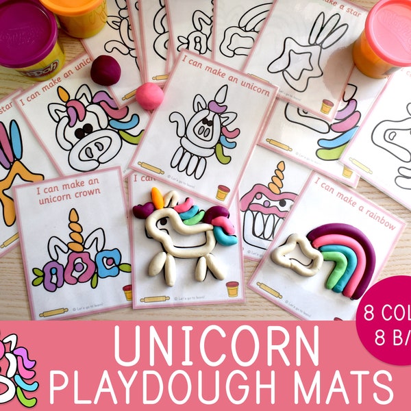 Unicorn Playdough Mats, Play Doh, Toddler, Preschool Activity, Kindergarten, Party Crafts, Birthday Party, Party Favors, Fine Motor Skills