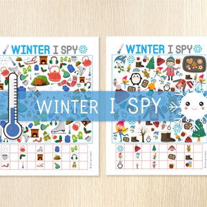 Winter I SPY Games - Winter Party Activity - Seek & Find - Counting Activity - Educational - Preschool, Kindergarten Worksheets - Homeschool