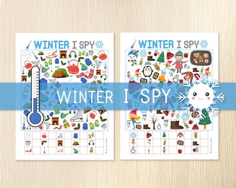 Winter I SPY Games - Winter Party Activity - Seek & Find - Counting Activity - Educational - Preschool, Kindergarten Worksheets - Homeschool