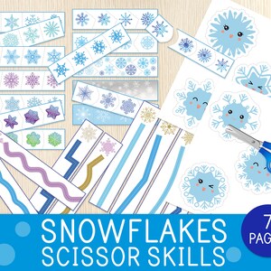 Snowflakes Scissor Skills, Winter Cutting Practice, Winter Cutting Strips, Fine Motor Skills, Preschool Centers, Kindergarten, Printable